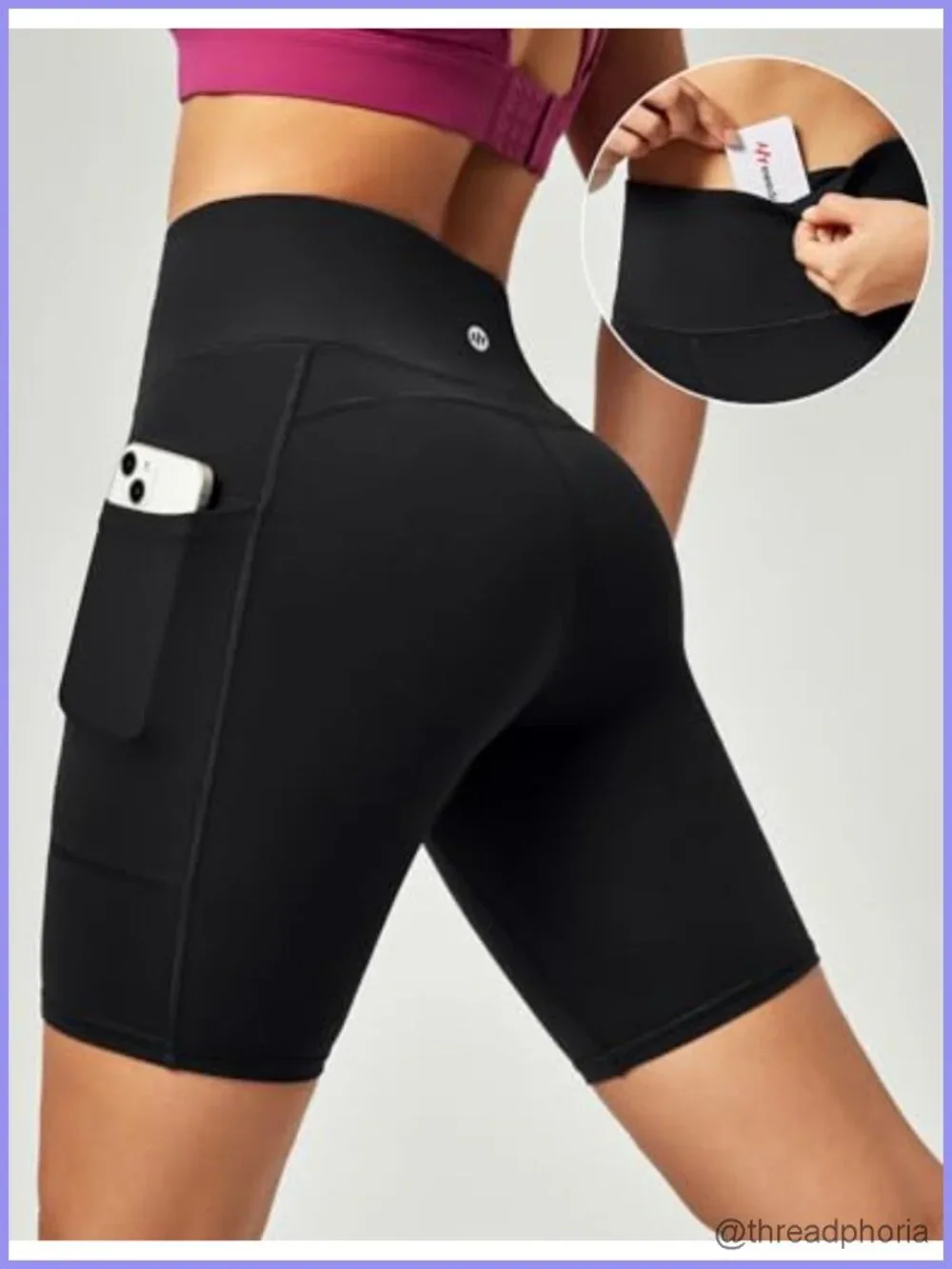 High Waisted Compression Biker Shorts with 3 Pockets Athletic Yoga Workout